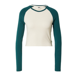 Womens Organic Cropped Retro Baseball Long Sleeves with White Sand/Jasper