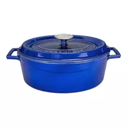 Oval saucepan, cast iron, 29cm/4.7L Premium, Blue - LAVA