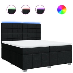 Vidaxl Box spring postelja z vzmetnico črn 200x200 cm blago