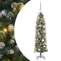 Umjetno vitko božićno drvce s stalakom Zelena i bijela 120 cm