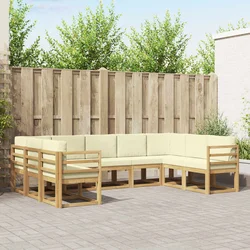 Set vanjskih sofa s jastukom 9 pcs Bijela i krem