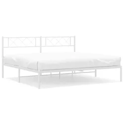 Vidaxl Kovinski posteljni okvir z vzglavjem bel 200x200 cm