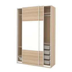 PAX / MEHAMN Garderober, belo b. im. hrastovine dvostrano/bela belo b. im. hrastovine, 150x66x236 cm