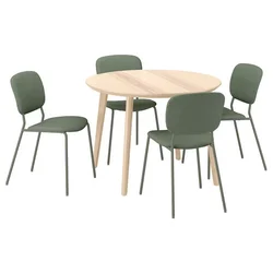 LISABO / VIHALS Sto i 4 stolice, jasenov furnir/zelena Tibbleby sivozelena, 105 cm