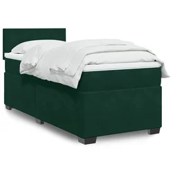 VIDAXL Box spring postelja z vzmetnico temno zelen 90x190 cm žamet