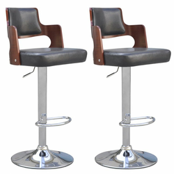 vidaXL Barski stolček 2 kosa umetno usnje kvadraten sedež črne barve