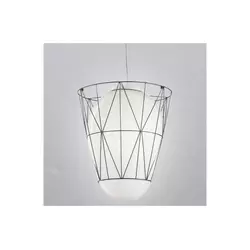SIRU - Luster na sajli SEGNI 1xE27/60W/230V crna/bela venecijansko staklo