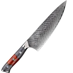 Damaskasti kuhinjski nož YA-37555 - Chef / Crvena / Siva KP37555