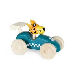 Lulë drveni trkački auto – Tigar – plavi
