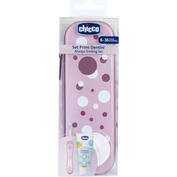 Chicco set za pranje zuba 6m+,roze