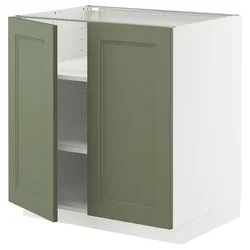 METOD Podni element s policama/2 vrata, bela/Axstad sivozelena, 80x60 cm