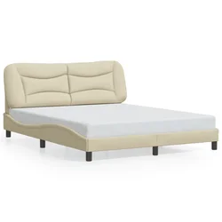 Vidaxl Posteljni okvir brez vzmetnice Hvar krem 160x200 cm blago