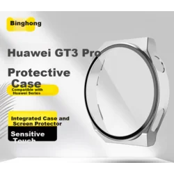 Binghong Zaštitno staklo za pametni sat + Zaštitno kućište za pametni sat za Huawei Watch GT3 Pro