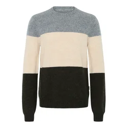 BLEND Pulover BHBRANKO kremna/golobje modra/temno zelena
