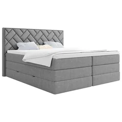 MID.YOU POSTELJA BOXSPRING 140 cm  x 200 cm , tekstil, leseni material srebrne barve