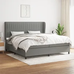 Vidaxl Box spring postelja z vzmetnico temno siva 200x200 cm blago