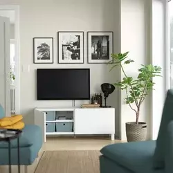 BESTA TV stalaža s vratima, bela Laxviken/Stubbarp/bela, 120x42x48 cm
