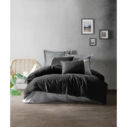 Lessentiel Maison Komplet posteljina Plain, 200x220 cm, Crna-Siva