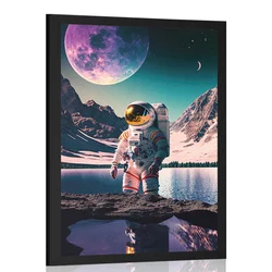 Plakat astronavt na površini neznanega planeta - 40x60 silver