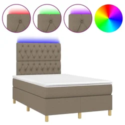 Vidaxl Box spring postelja z vzmetnico LED taupe 120x190 cm blago
