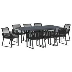 Vrtni set za objed 9 pcs Crna poliratan