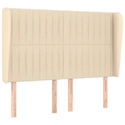 Vidaxl Vzglavje z ušesi krem 147x23x118/128 cm blago