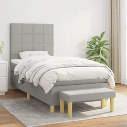 vidaXL Box spring postelja z vzmetnico svetlo siv 100x200 cm blago