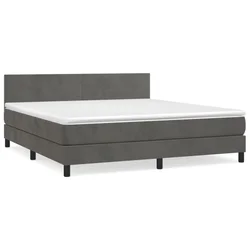 Vidaxl Box spring postelja z vzmetnico temno siva 180x200 cm žamet
