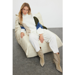 Trendyol Ecru Soft Textured Color Block Wide Fit Knitwear Sweater