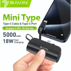 Prenosiva baterija Bavin Power bank 5000mAh USB-C port + kabl type-C crna