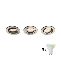 Philips 50393/17/PN-SET 3x LED RGBW prigušiva ugradna svetiljka 1xGU10/4,8W/230V hrom+daljinski upravljač