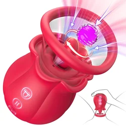 SuperLove 3in1 Rose Vibrator Sucking & Licking & Vibrating Red