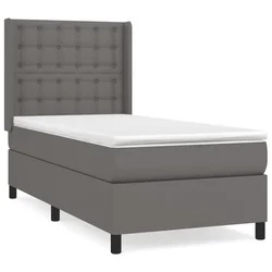 Vidaxl Box spring postelja z vzmetnico siv 100x200 cm umetno usnje