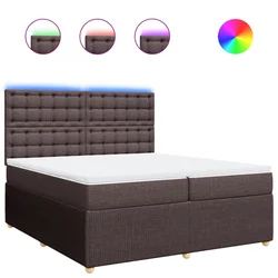 Vidaxl Box spring postelja z vzmetnico temno rjav 200x200 cm blago