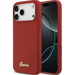 Maska Guess Silicone Script Metal Logo MagSafe Phone Case Cover za iPhone 17 Pro Max crvena