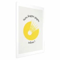 shumee Plakat - Badmintonska žogica na ozadju rumenega sonca