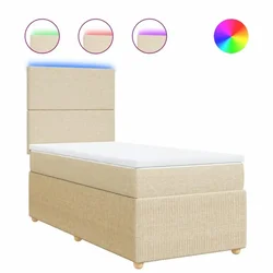 Vidaxl Box spring postelja z vzmetnico krem 90x200 cm blago
