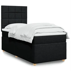 Vidaxl Box spring postelja z vzmetnico črna 90x200 cm blago
