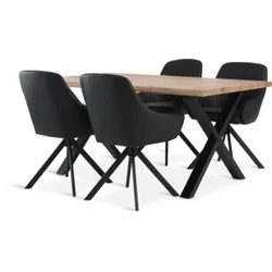 ROSLEV D160 sto natur hrast + 4 ROSTRUP stolice crna