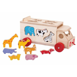 Bigjigs Toys Drevené auto so zvieratkami