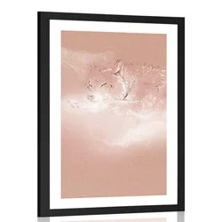 Plakat s paspartujem speči volk - 40x60 silver