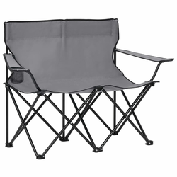 vidaXL Zložljiv stol za kampiranje za 2 osebi jeklo in blago siv