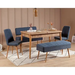 HANAH HOME Trpezarijski set Vina 1048 4 AtlanticDark Blue