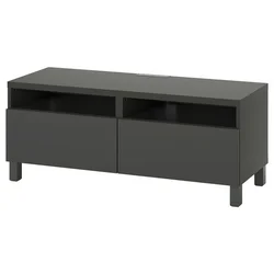 BESTA TV stalaža s fiokama, tamnosiva/Lappviken/Stubbarp tamnosiva, 120x42x48 cm