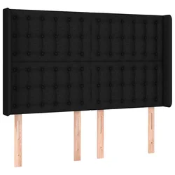 Vidaxl Vzglavje z ušesi črno 147x16x118/128 cm blago