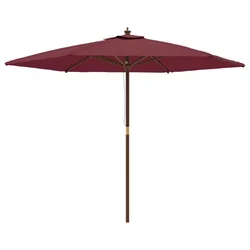 Vrtni suncobran s drvenim stupom bordo 299x240 cm