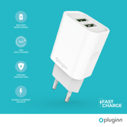Kucni punjac Pluginn PI-D47, 5V, 2.4A, 12W 2xUSB sa micro USB kablom beli