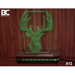 Black Cut 3D Lampa Jelen, Zelena