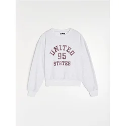 Sinsay - Crewneck duks sa printom - svetlo siva