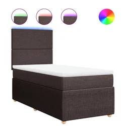 Vidaxl Box spring postelja z vzmetnico temno rjava 100x200 cm blago